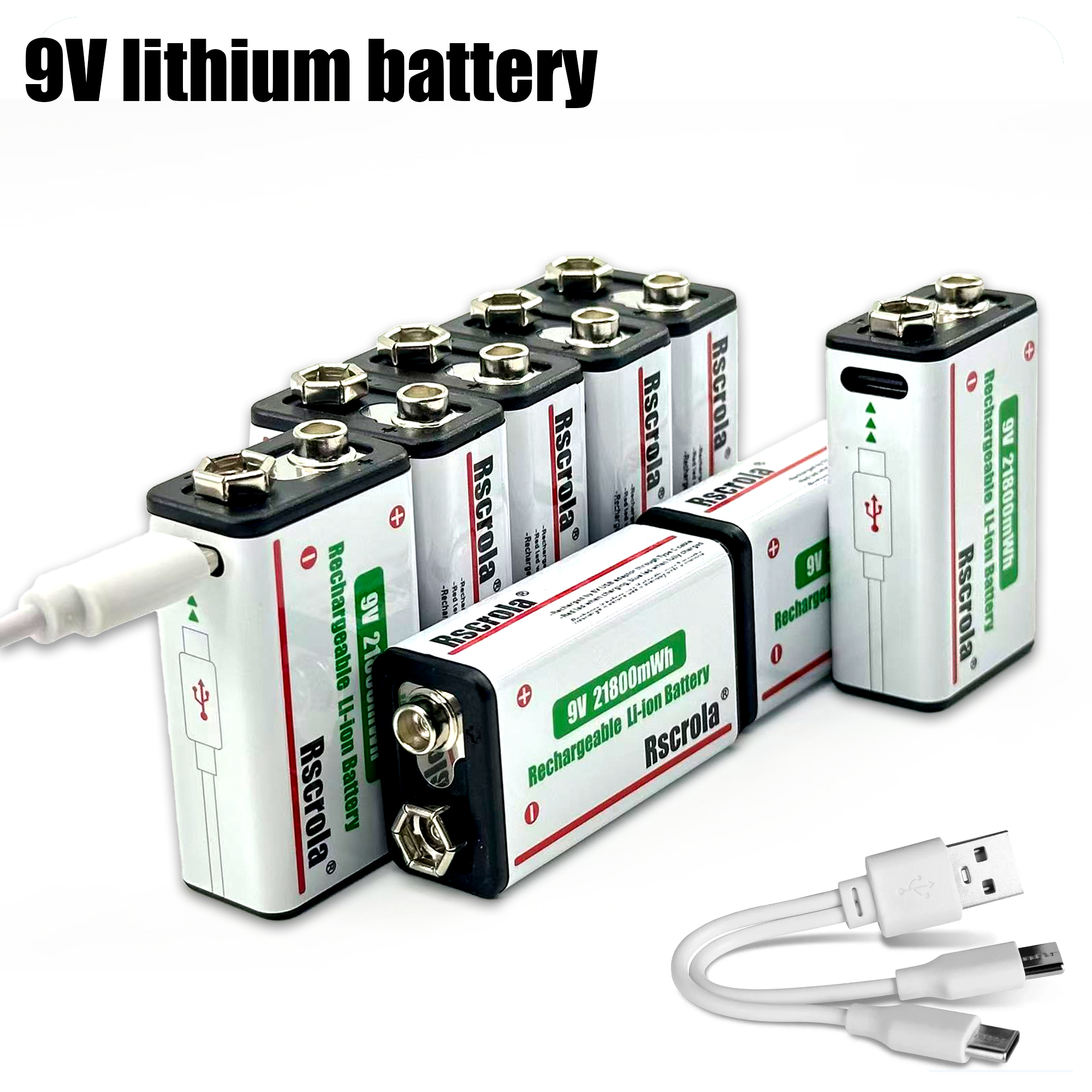Smoke Detector Interconnected - Long-Lasting 9V Lithium ion Rechargeable Battery