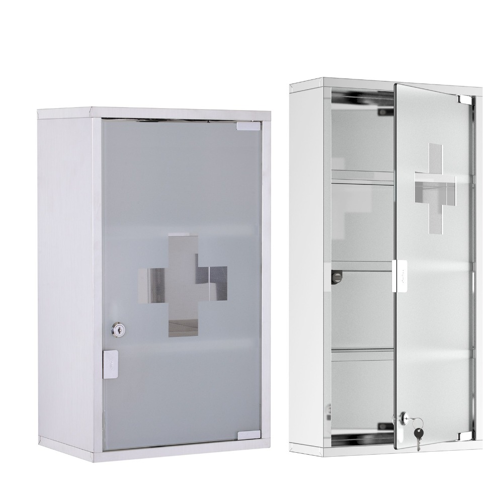 Medicine Cabinet Lock - kleankin Wall Medicine Cabinet with Lock,
