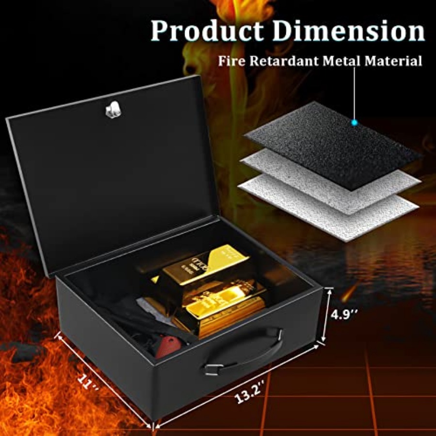 Portable Metal Safe Box with K - Fire Safe Document avaliação e preço