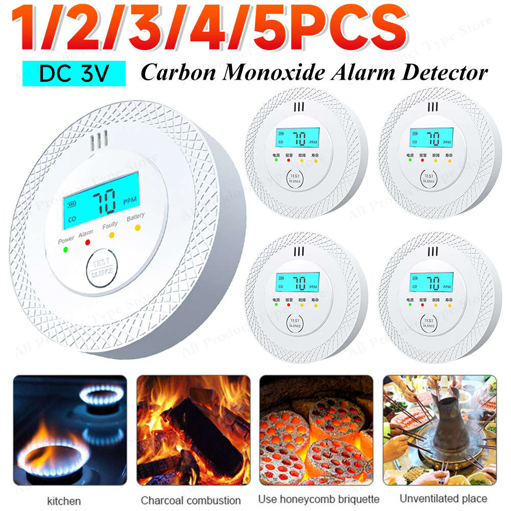 1-5PCS Carbon Monoxide Alarm D - Smoke Detector Interconnected avaliação e preço