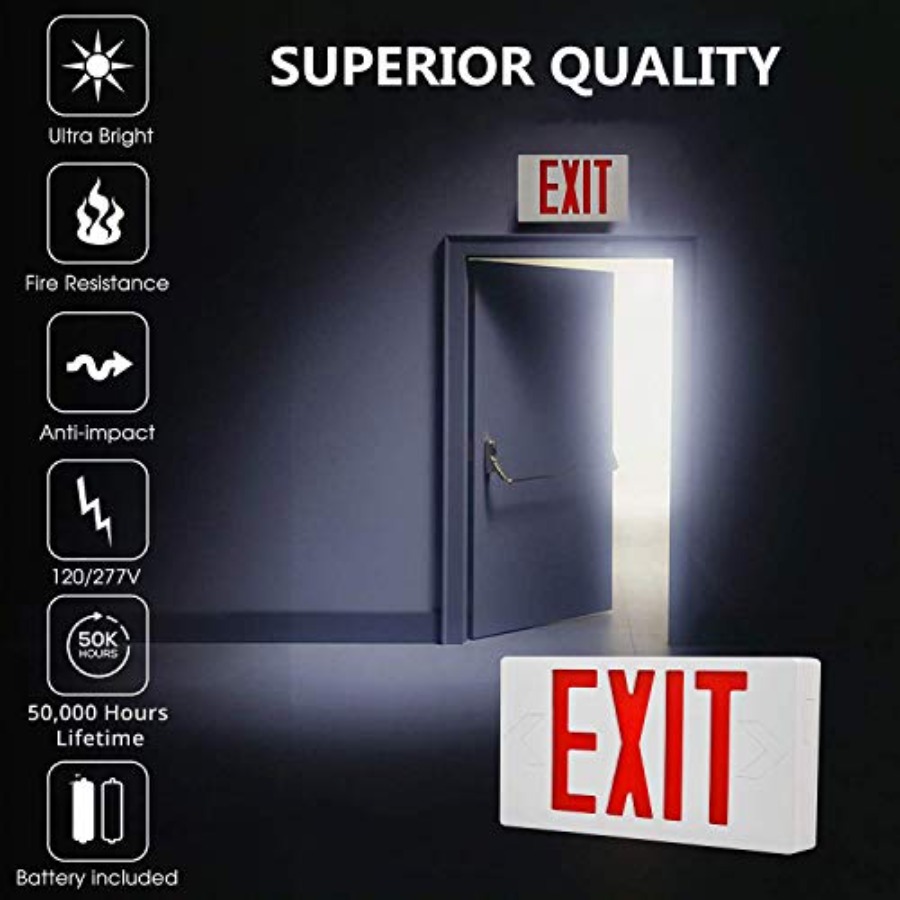 Ultra Slim LED Exit Sign, Red  - Emergency Exit Sign avaliação e preço