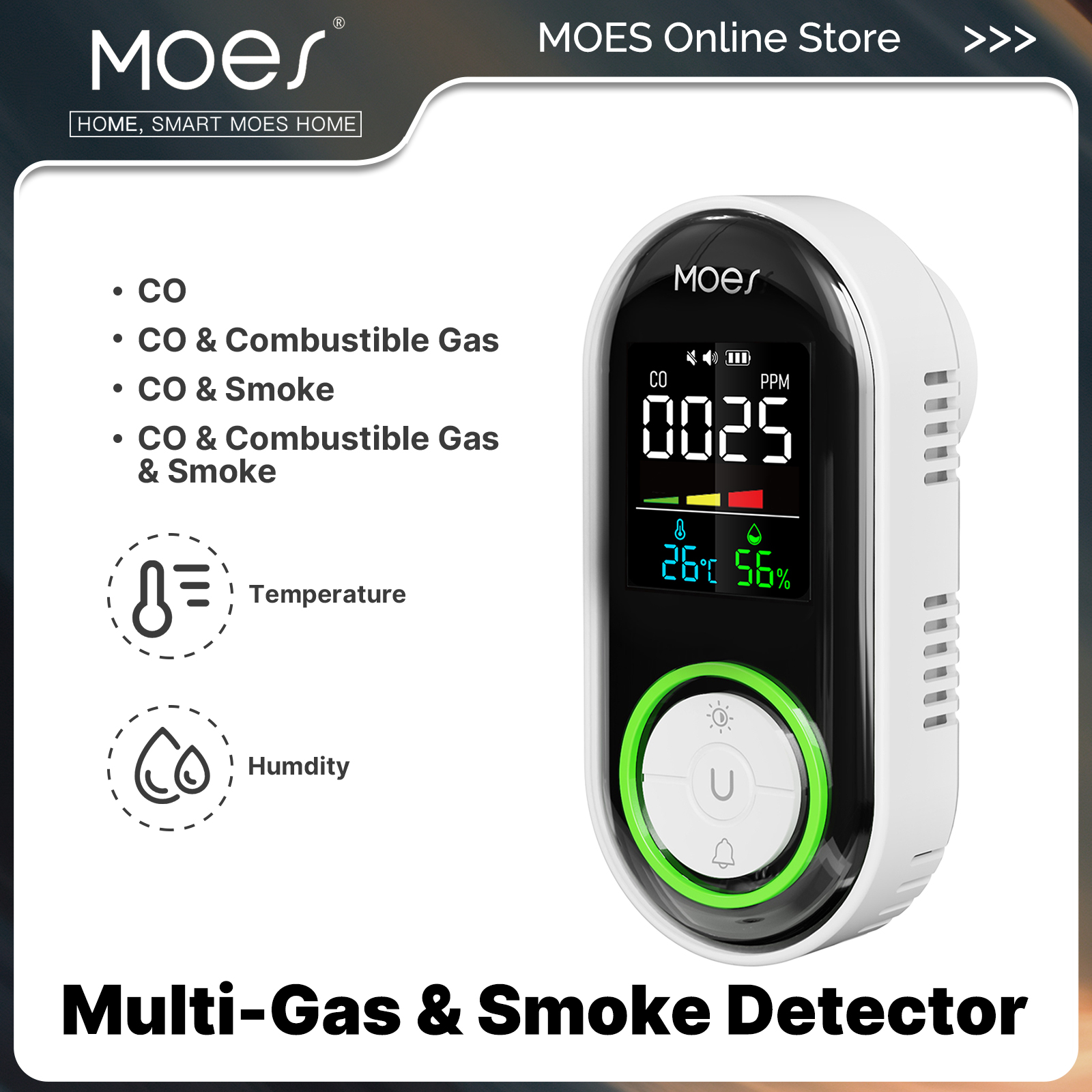 MOES CO Smoke Gas Detector Ala - Co Detector Plug avaliação e preço