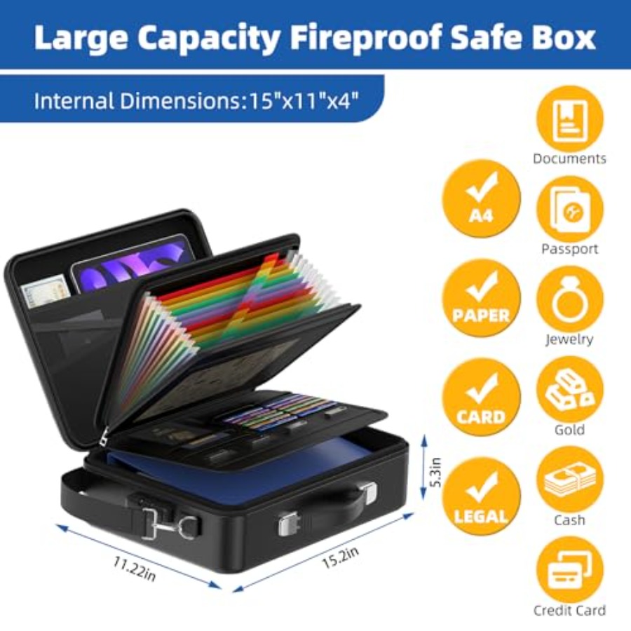 Fireproof Document Box with Lo - Fire Safe Document avaliação e preço