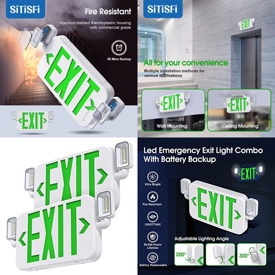 Led Combo Emergency Exit Sign  - Emergency Exit Sign avaliação e preço