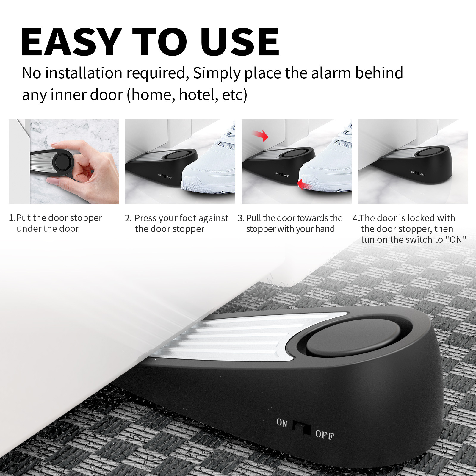 Wireless 130dB Door Stop Alarm - Door Stop Alarm avaliação e preço
