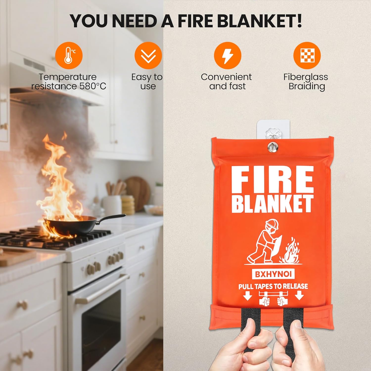 4-Pack Fire Blanket Set - 40x4 - Fire Blanket Kitchen avaliação e preço