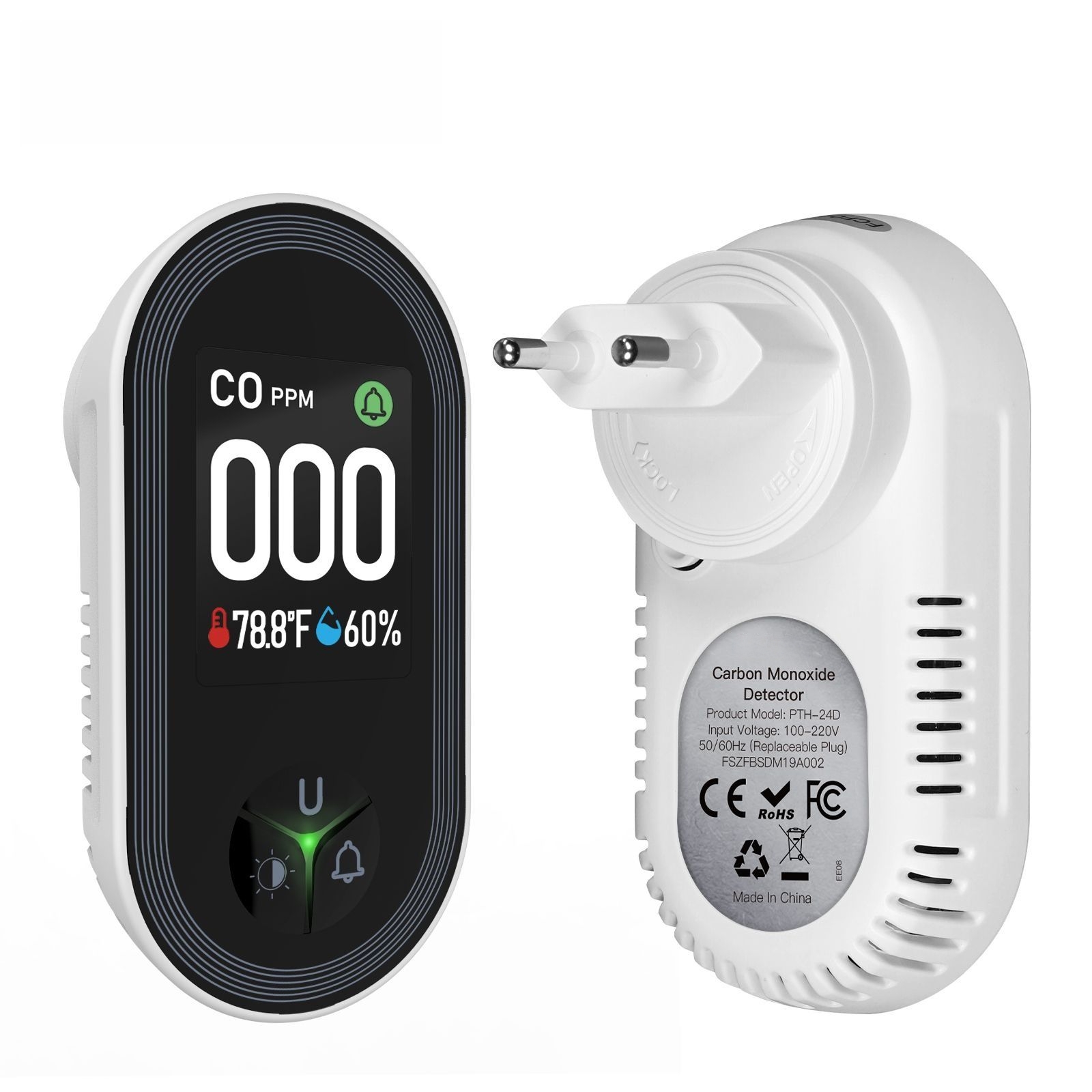 Carbon Monoxide Detector: 3-in - Co Detector Plug avaliação e preço