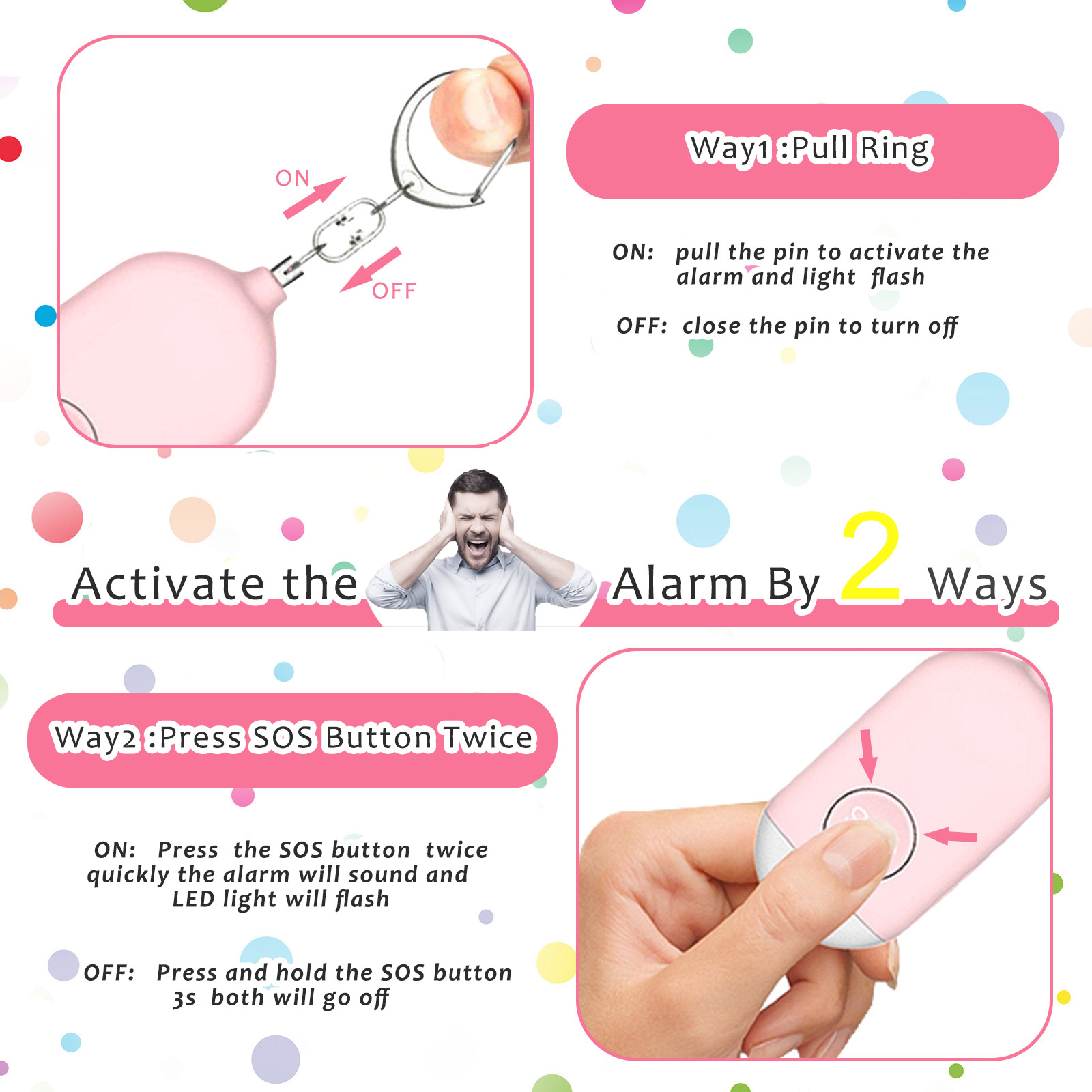 1pc Ultra-Loud 130DB Personal  - Personal Alarm Keychain avaliação e preço